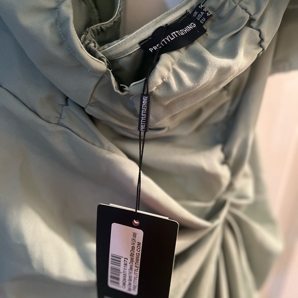 Pretty LITTLETHINGS SAGE GREEN DRAPED DRESS - Picture 2 of 7